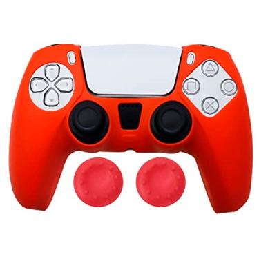 Imagem de Capa Capinha Case Skin Compatível com Controle Joystick do Playstation 5 PS5 Protetora Anti Impacto Queda Silicone Alta Proteção (Vermelho)