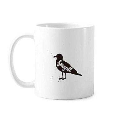 Imagem de Gaivota Caneca de animal preta e branca cerâmica cerâmica xícara de porcelana de café louça