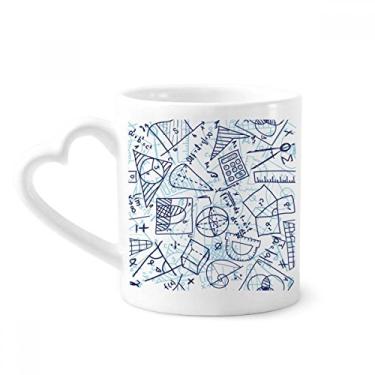 Imagem de Régua matemática pintada à mão azul calculadora ilustração caneca café cerâmica copo de coração de vidro