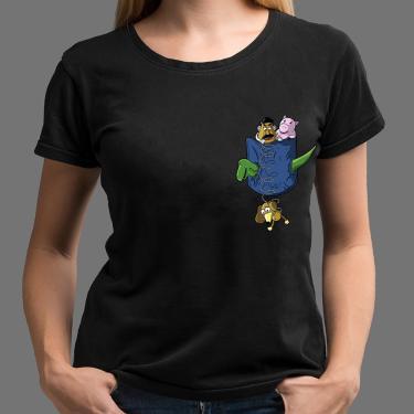Imagem de Camiseta Feminina Toy Story Bolso Filme Desenho de algoao blusa preta long look