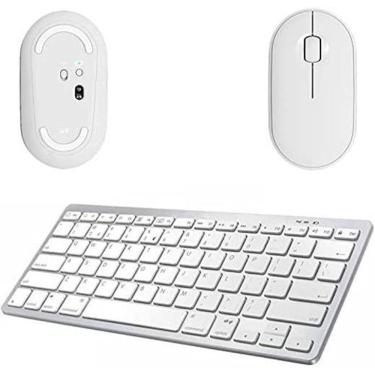 Imagem de Mouse E Teclado Bluetooth Branco