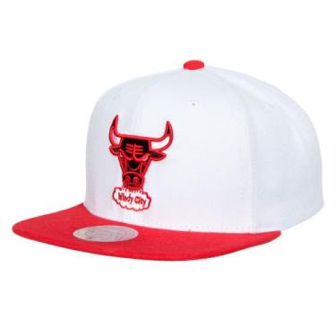 Imagem de Boné Mitchell & Ness Nba Side Hwc Chicago Bulls Branco E Vermelho