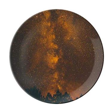 Imagem de Prato de neblina de céu escuro laranja decorativo de porcelana salver louça de jantar