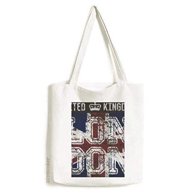 Imagem de Londres, Reino Unido, Inglaterra, a bandeira da União Jack bolsa sacola de compras casual bolsa de mão