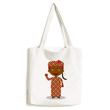 Imagem de Black Wild Mali Cartoon Art Deco Gift Fashion Tote Canvas Bag Shopping Satchel Casual Bolsa