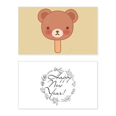 Imagem de Urso de desenho animado sorvete picolés ano novo festival cartão felicitações mensagem presente