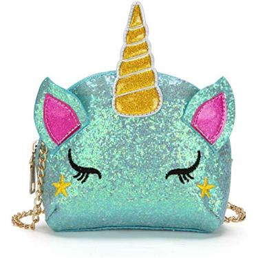 Imagem de Bolsa transversal de unicórnio com lantejoulas e glitter para meninas pequenas bolsa de mão pequena bolsa de ombro mensageiro presentes para crianças pequenas, Sequin Blue, Small