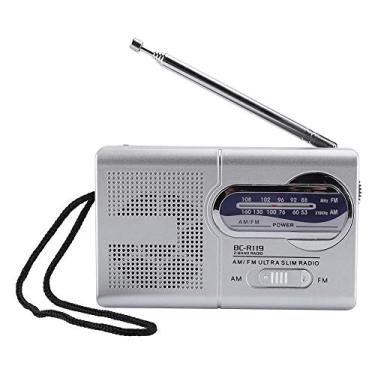 Imagem de Rádio transmissor compacto AM FM, mini bolso multifuncional AM/FM BC-R119 receptor de rádio alto-falante antena telescópica, mini rádio de bolso para caminhada, corrida e acampamento