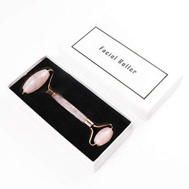 Imagem de Gua Sha – Ferramenta de rolo facial, quartzo rosa, massagem facial, jade natural, placa de pedras preciosas, rosto, pescoço, cuidados com a pele, raspagem, tratamento antienvelhecimento, terapia de spa, ferramenta de beleza com caixa de presente (rosa)