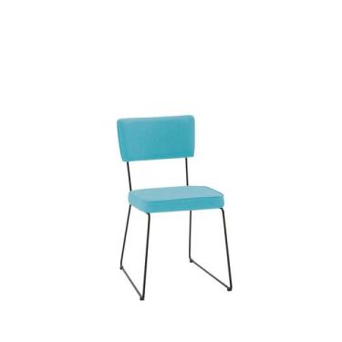 Imagem de Cadeira Roma Tecido Linho Azul Turquesa - Ooca Móveis - Daf Mobiliario