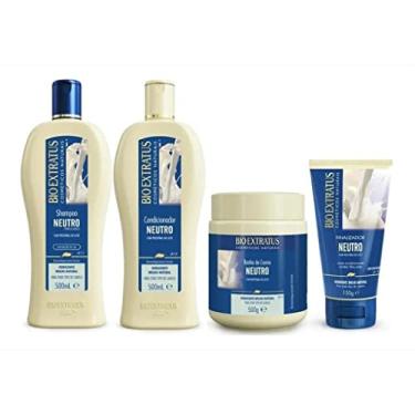 Imagem de kit 1 Shampoo 1 Cond 1 Banho creme Brilho Natural Neutro 500 ml 1 Finalizador