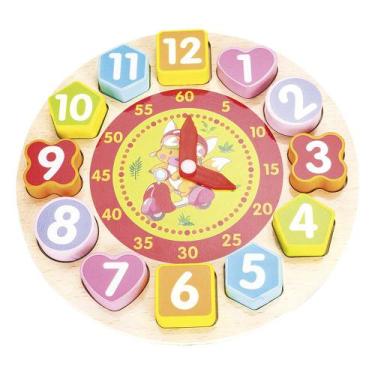Imagem de Brinquedo Didático De Madeira Relógio Em Estampa De Raposa Com 13 Peça