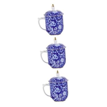 Imagem de 3 Pecas xícara de chá copos taça xícaras Chávena de chá de cerâmica Chávena de chá para escritório kit chá cup com tampa xícara de porcelana caneca porcelana branca
