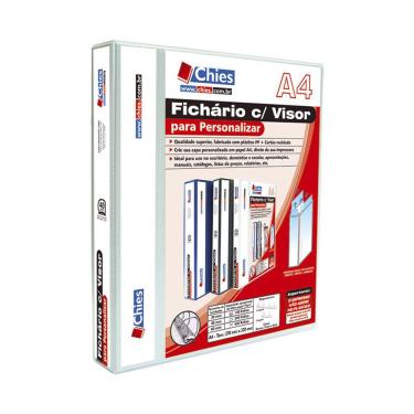 Imagem de Pasta A-Z Chies A4 Largo com Visor para Personalizar Branca 27x32cm
