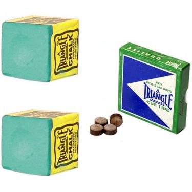 Imagem de 2 Giz Verde Triângle + 4 Sola Triângle Taco Sinuca Bilhar