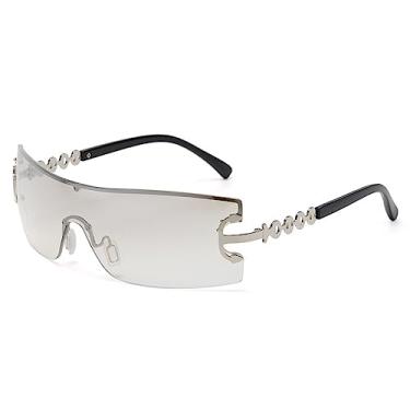 Imagem de Óculos de Sol Punk Feminino Lente Quadrada Masculino Óculos de Sol Espelho Colorido Uv400, 2, Tamanho Único