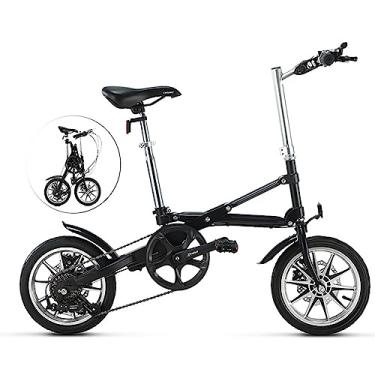 Imagem de Bicicleta dobrável leve de alumínio adulto de 35,5 cm, bicicleta compacta dobrável portátil ultraleve, 7 velocidades, 14 kg, masculina ou feminina, com para-lamas