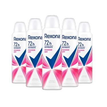 Imagem de Kit 5 Und Desodorante Aerosol Rexona Feminino Powder Dry 90G