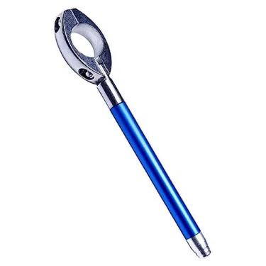 Imagem de Antena Corta Linha Pipa Aparador Inox Aluminio 7 Estágios Guidão 22/24MM Proteção pescoço motocilcista Azul