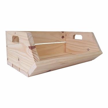 Imagem de Caixote de Feira Decorativo em Madeira de Pinus para Frutas e Verduras - 40cm Cor:PINUS NATURAL;Tamanho:40X28,5X16 CM
