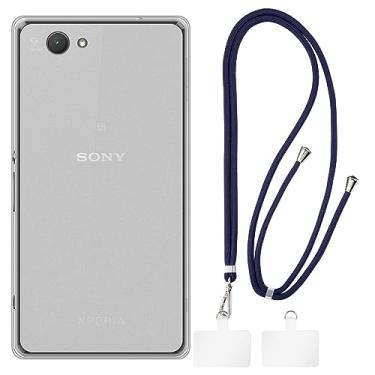 Imagem de Shantime Capa compacta Sony Xperia Z1 + cordões universais para celular, pescoço/alça macia de silicone TPU capa protetora para Sony Xperia Z1 Compact (4,3 polegadas)