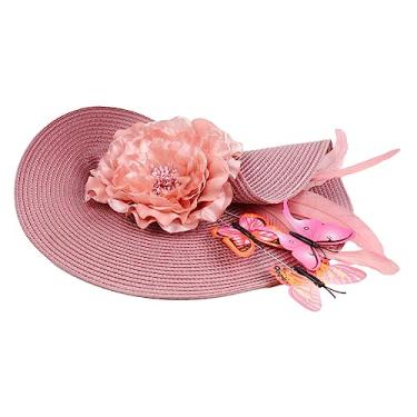 Imagem de SHERCHPRY Enfeites De Cabeça De Noiva Para Casamento Faixa De Noiva Chapéu De Casamento Feminino Faixa De Casamento Chapéu De Chá Fascinador De Palha Manual Mulher Tecido Chapéu De Palha