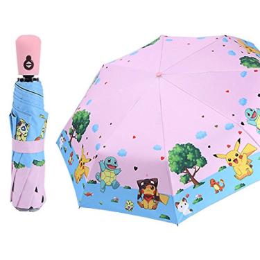 Imagem de Guarda-chuva infantil Rosavida dobrável - Abertura automática - Desenho - Proteção UV - Guarda-chuva compacto de viagem à prova de vento para meninos e mulheres, ＃3, Unique size
