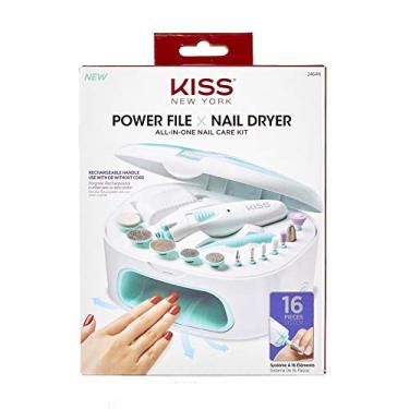 Imagem de KISS Power File X Nail Dryer Kit completo de cuidados com as unhas, alça recarregável sem fio, secador de unhas estilo salão, 12 acessórios de estilo intercambiáveis, design ergonômico, estojo de