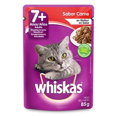 Imagem de whiskas Ração Úmida Para Gatos Whiskas Sachê Carne Ao Molho Adultos Sênior 7+ Anos 85G