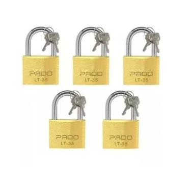 Imagem de Kit 5 Cadeado  Pado 35Mm Chaves Iguais Mesmo Segredo