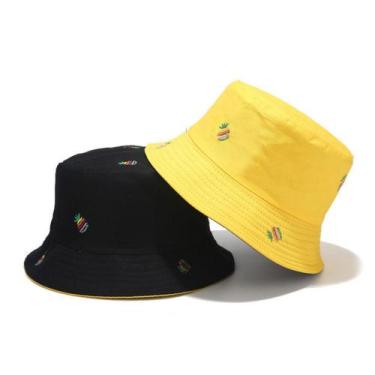 Imagem de Bone Chapeu Bucket Hat Dupla Face Abacaxi Balde Amarelo - Bulier Modas