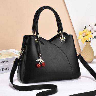 Imagem de Bolsa de couro retro e bolsas de luxo bolsas femininas designer marca ombro crossbody sacos para mulher, preto