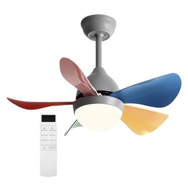 Imagem de Ventiladores De Teto De 30 Polegadas Com Luzes, Ventilador De Teto Pequeno Com Controle Remoto, Ventilador De Teto Moderno Com Motor Reversível, Regulável (Color : Gray- 2, Size : 30in)