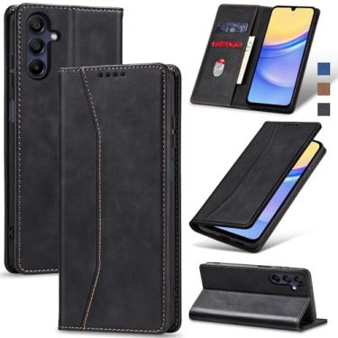 Imagem de Jasonyu Flip Carteira Capa para Samsung Galaxy A15 5G,Capinha Folio Magnética de Couro com Suporte para Cartão,Suporte para Chute - Protetora Durável de TPU à Prova de Choque para Telefone,Preto