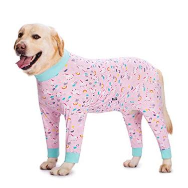 Imagem de Macacão de recuperação de cirurgia de pônei rosa para cães após cirurgia, médio, grande, macacão leve para recuperação de cães, evita lamber ferimentos cirúrgicos, pijama para cães, barriga cheia
