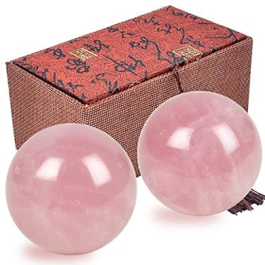 Imagem de Bolas de 4 cm Feng Shui Stone Baoding Bolas Chinesas para Exercícios de Saúde com Caixa de Presente Rosa