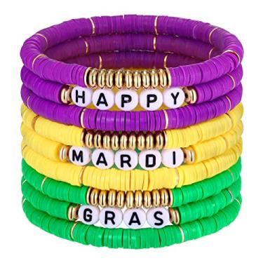 Imagem de ARATLENCH Conjunto de pulseiras de praia para mulheres – pulseiras empilháveis da amizade arco-íris contas de argila Heishi pulseiras de surfista elásticas feitas à mão em massa joias de verão para homens e meninas, argila polimérica, Metal