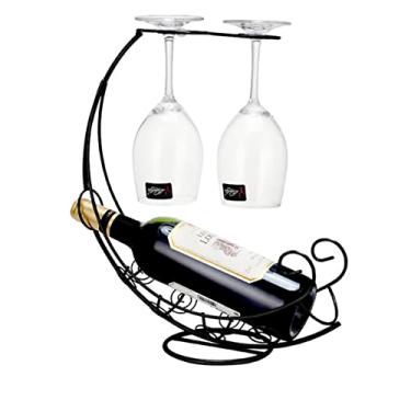 Imagem de Hongiuia Suporte de taça de vinho – Suporte de metal para garrafa de vinho de mesa Suporte vertical para exibição de taça de vinho, mesa de jantar oferece taças de vinho como decoração de presente,