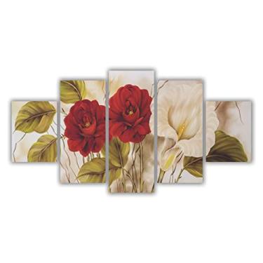 Imagem de Quadros Decorativos Mosaico MDF Floral Flores Envelhecidas Natureza Morta 115x60cm