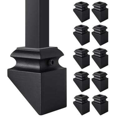 Imagem de Dexcip Capas inclinadas para sapatos balaústres de ferro com parafuso de fixação e chave de parafuso de cabeça de soquete para balaústre de escada quadrada de 1/2 polegada, sapatos balaústres de