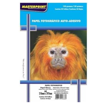 Imagem de 50 Folhas Papel Fotográfico Adesivo A4 130g À Prova D'água Masterprint