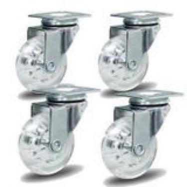 Imagem de Rodizio cromado para carrinhos e móveis roda gel kit 4 unids