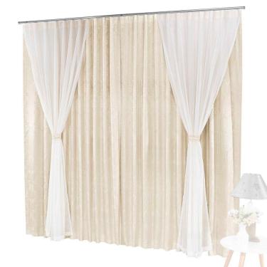 Imagem de Cortina bhaly jacquard 4,00 x 2,50 para trilho comum - palha