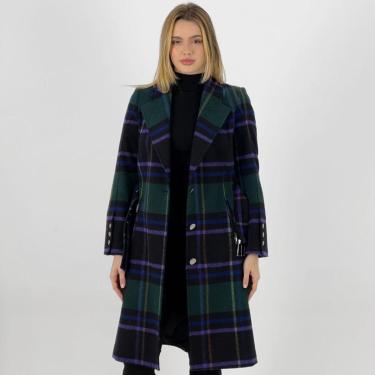 Imagem de Casaco Malise Lã Batida Xadrez Longo Feminino-Feminino