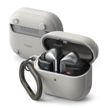 Imagem de Ringke Capa magnética ônix projetada para Samsung Galaxy Buds 3 Pro e 3 e 3 FE [compatível com MagSafe] Evita manchas oleosas e sensação boa na mão, capa antiderrapante - cinza quente