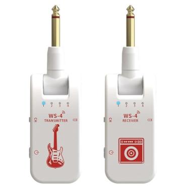 Imagem de Tachiuwa Transmissor de áudio sem fio para instrumentos musicais, 8 canais, bateria duradoura, branco