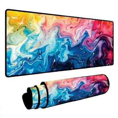 Imagem de Novo Mouse Pad Gamer Deskpad Speed Extra Grande Borda Costurada Profissional Varios Tamanhos - Liquid Colors (120X60)