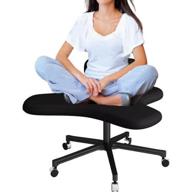 Imagem de Cadeira de escritório com pernas cruzadas Cadeira de escritório ativa para sentar em diferentes posições, cadeira ergonômica de joelho com pernas cruzadas para amantes de ioga, banco para tr