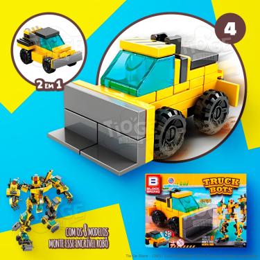 Imagem de Blocos de Montar e Desmontar (Nº 4) Caminhão Trator 2 em 1 Robô Transformers Truck Bots Block Brinq 40 Peças