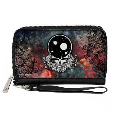 Imagem de Buckle-Down Carteira Grateful Dead, zíper ao redor, Space Your Face Galaxy, couro vegano, Vermelho, 7.5"x4.5", Casual